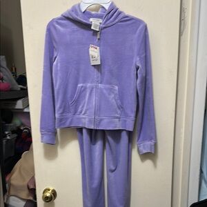 Purple Velour Hoodie and Pants Set